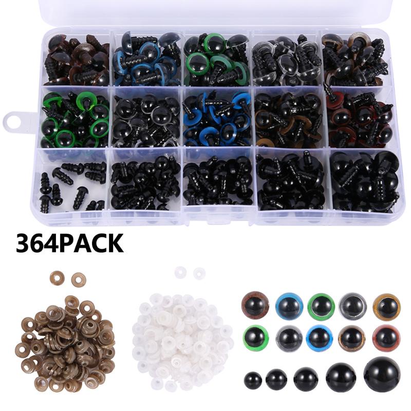 JPRICE Set 364 Mắt Nhựa Nhiều Màu Có Vòng Đệm Mũi 6mm Đến 12mm