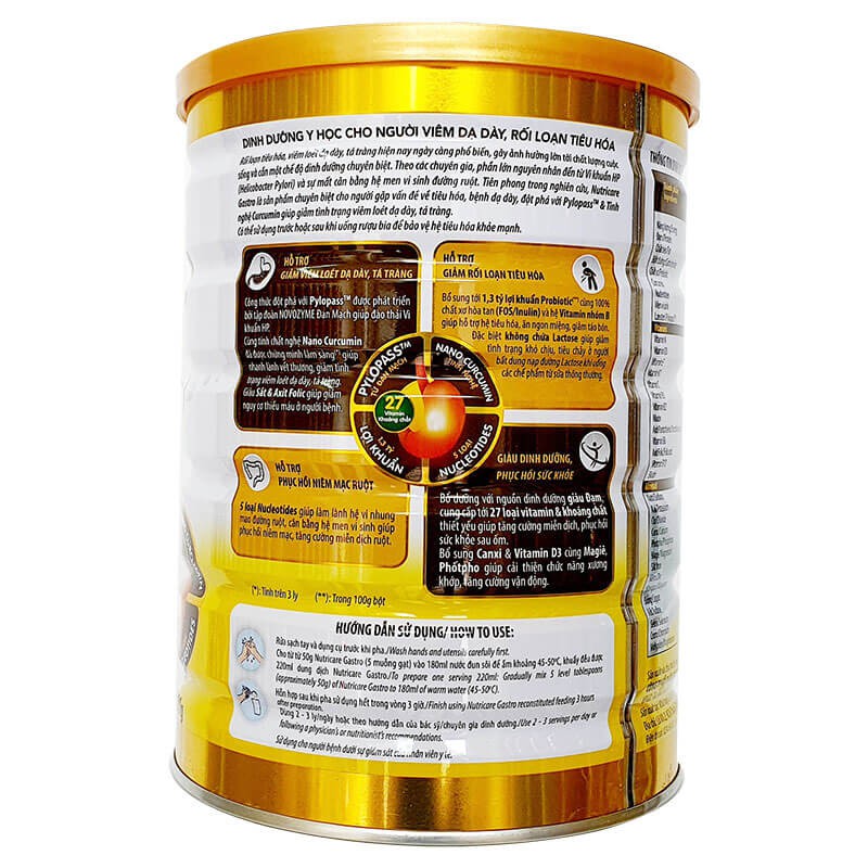 Sữa Nutricare Gastro 900g [Dành cho người viêm dạ dày và dối loạn tiêu hóa]