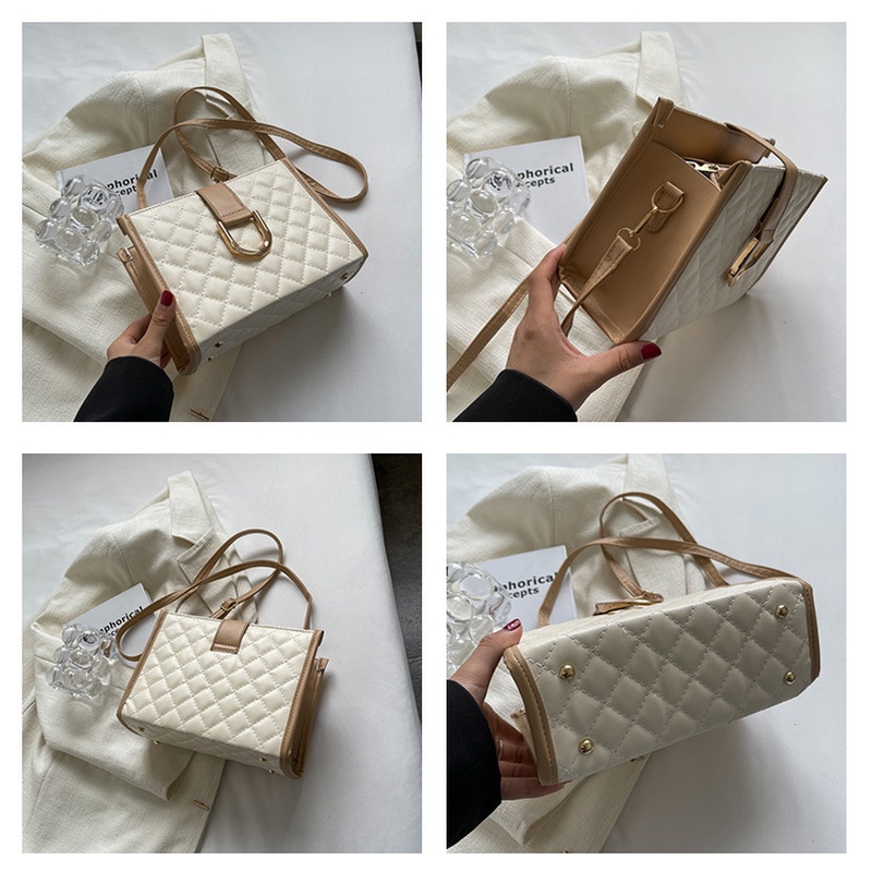 Túi Đeo Chéo Vai Thêu Đường Chỉ Hình Thoi Nhỏ Phong Cách Phương Tây Hàn Quốc Phổ Biến Thời Trang Cao Cấp Cho Nữ