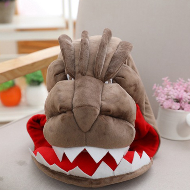 Mũ Trùm Đầu Hình Khủng Long Hoạt Hình Bằng Lông Nhung Xinh Xắn