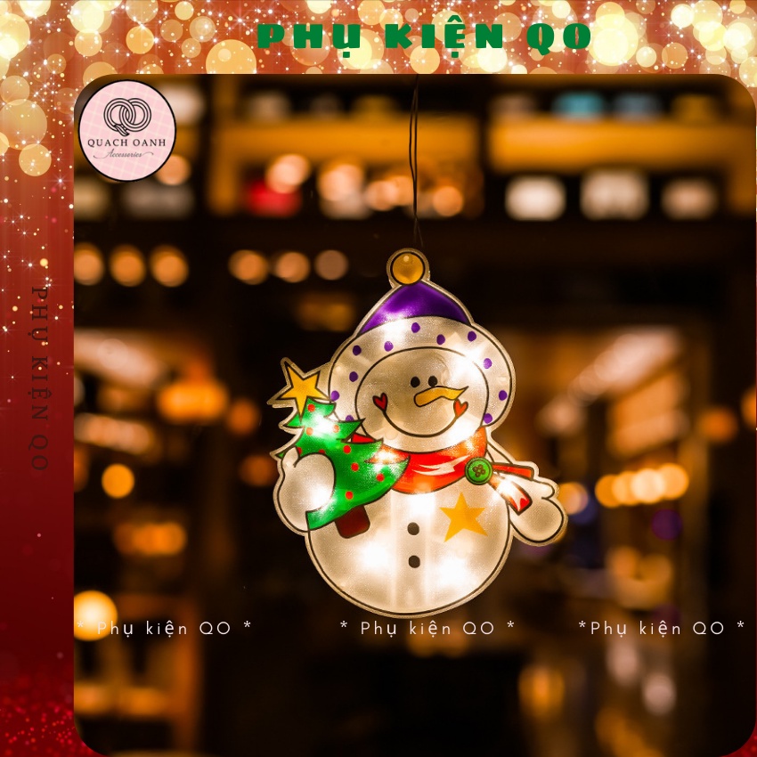 Đèn LED Nhiều Mẫu NOEL GIÁNG SINH Sử Dụng PIN Có Nút Hít Mặt Kính Trang Trí DECOR dịp LỄ TẾT - DEN01