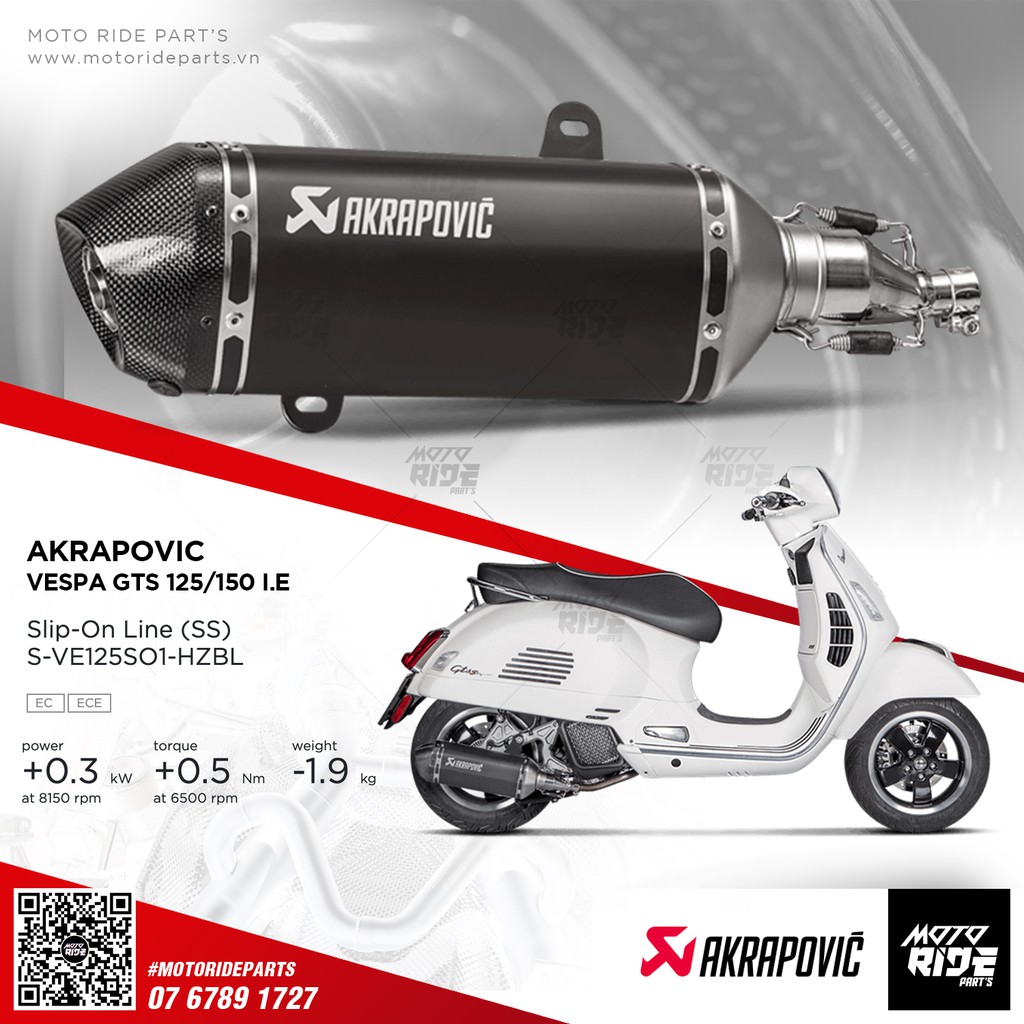 AKRAPOVIC PÔ ỐNG XẢ VESPA GTS 125 / 150 I.E