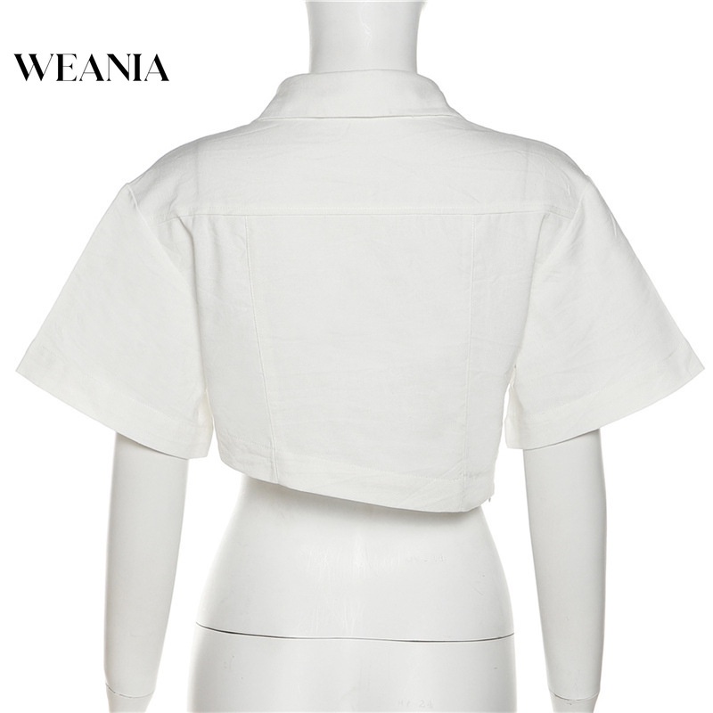 Áo Sơ Mi Ngắn Tay Cổ Bẻ Xẻ Sâu Thiết Kế Lệch Tà Quyến Rũ Cho Nữ