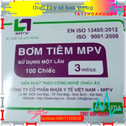 [Gía Tốt Nhất] Bơm Tiêm 3ml MPV - Bơm Kim Tiêm 3ml[thietbiytehoaxuong]