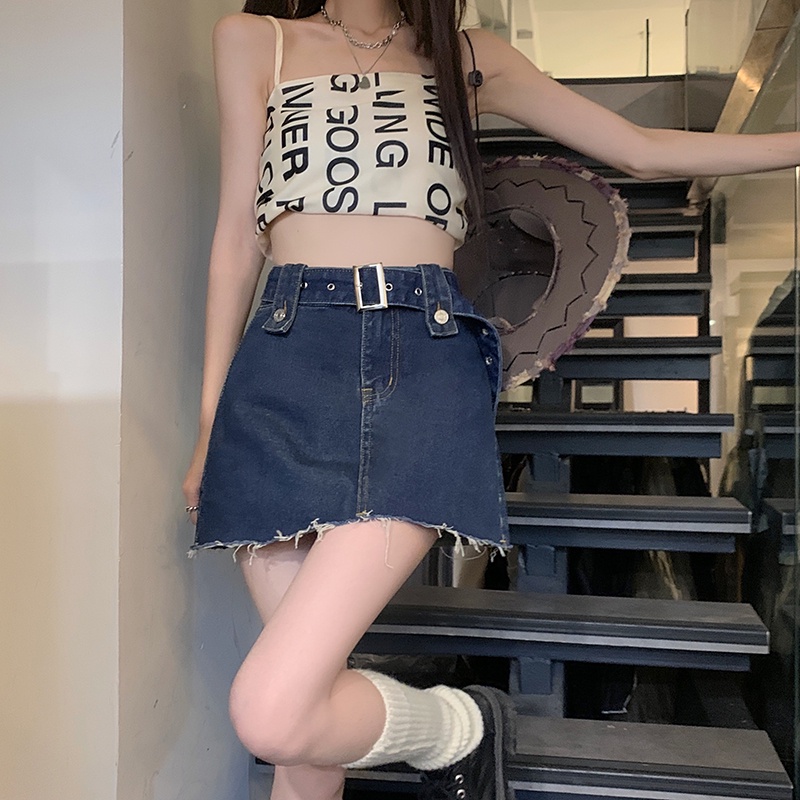 Chân Váy Denim Lưng Cao Thời Trang Mùa Hè Quyến Rũ Phong Cách Trung Hoa Cho Nữ