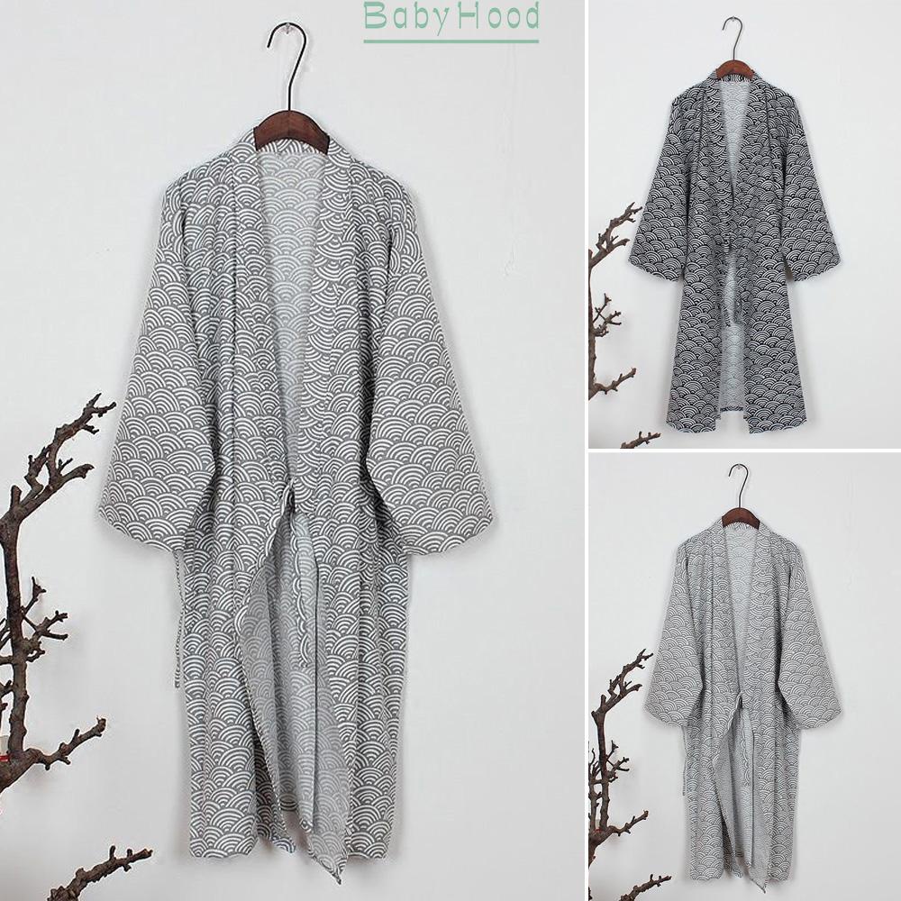 Áo Choàng Tắm Dáng Dài Vải Cotton Mềm Kiểu Kimono Nhật Bản Cá Tính Cho Nam