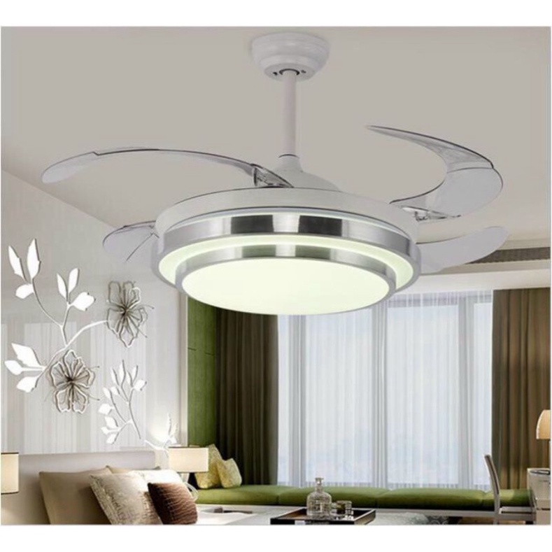 Quạt trần đèn dấu cánh, quạt trần phòng khách, 3 màu ánh sáng, ĐKTX - GER10