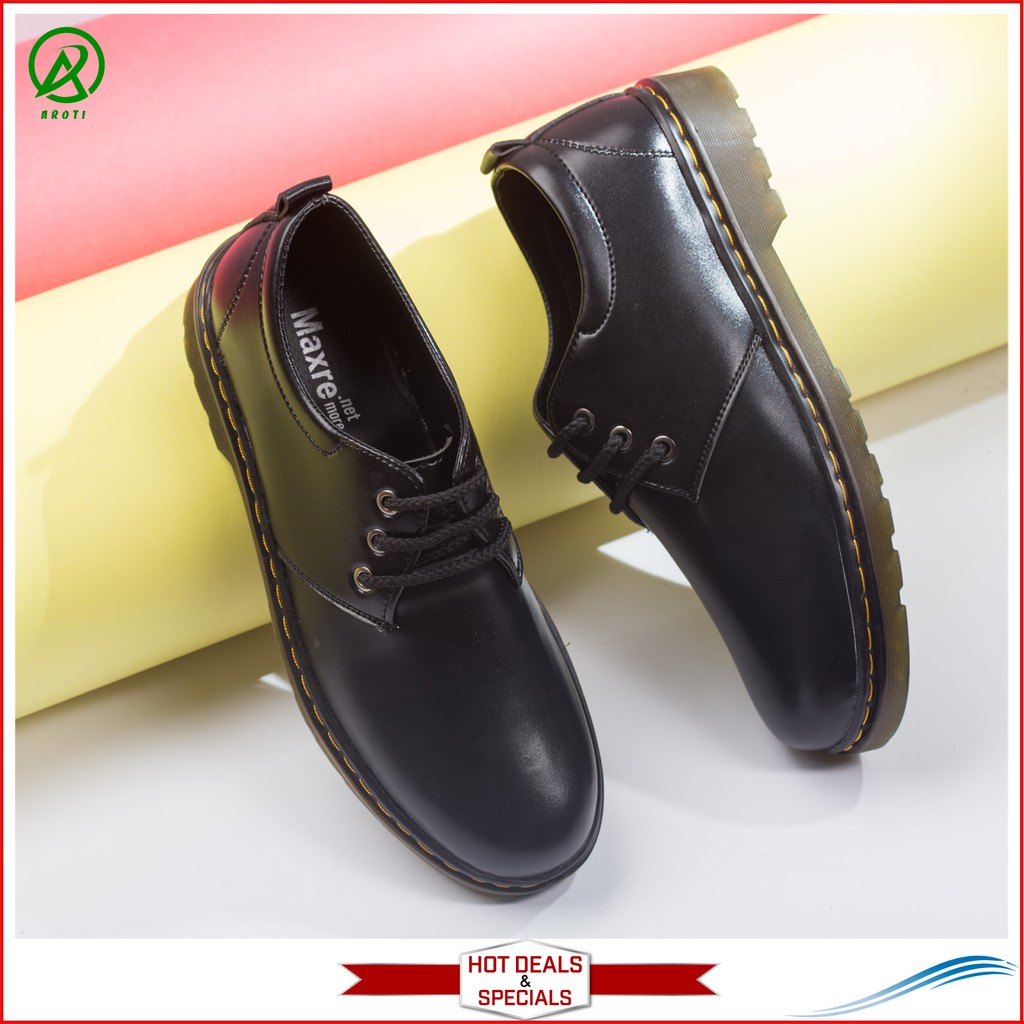 Giày Boot Nam Ngắn Cổ Da Trơn Đen Đế Có Khâu Chắc Chắn - M353-DEN