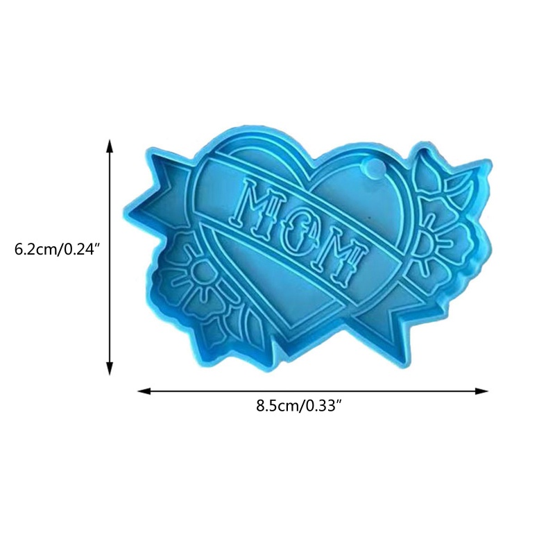 ✿ Khuôn Silicone Bóng Hình Trái Tim In Chữ Mom Dad Làm Đồ Trang Sức Thủ Công DIY