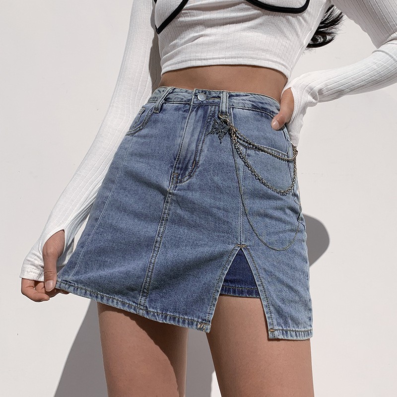 Chân Váy Jean Xẻ Đùi Chữ A Cá Tính Năng Động Chân Váy Jean Ngắn HH009 | BigBuy360 - bigbuy360.vn