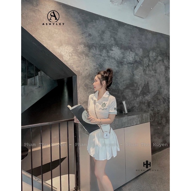 Set áo polo badblood chân váy xếp ly