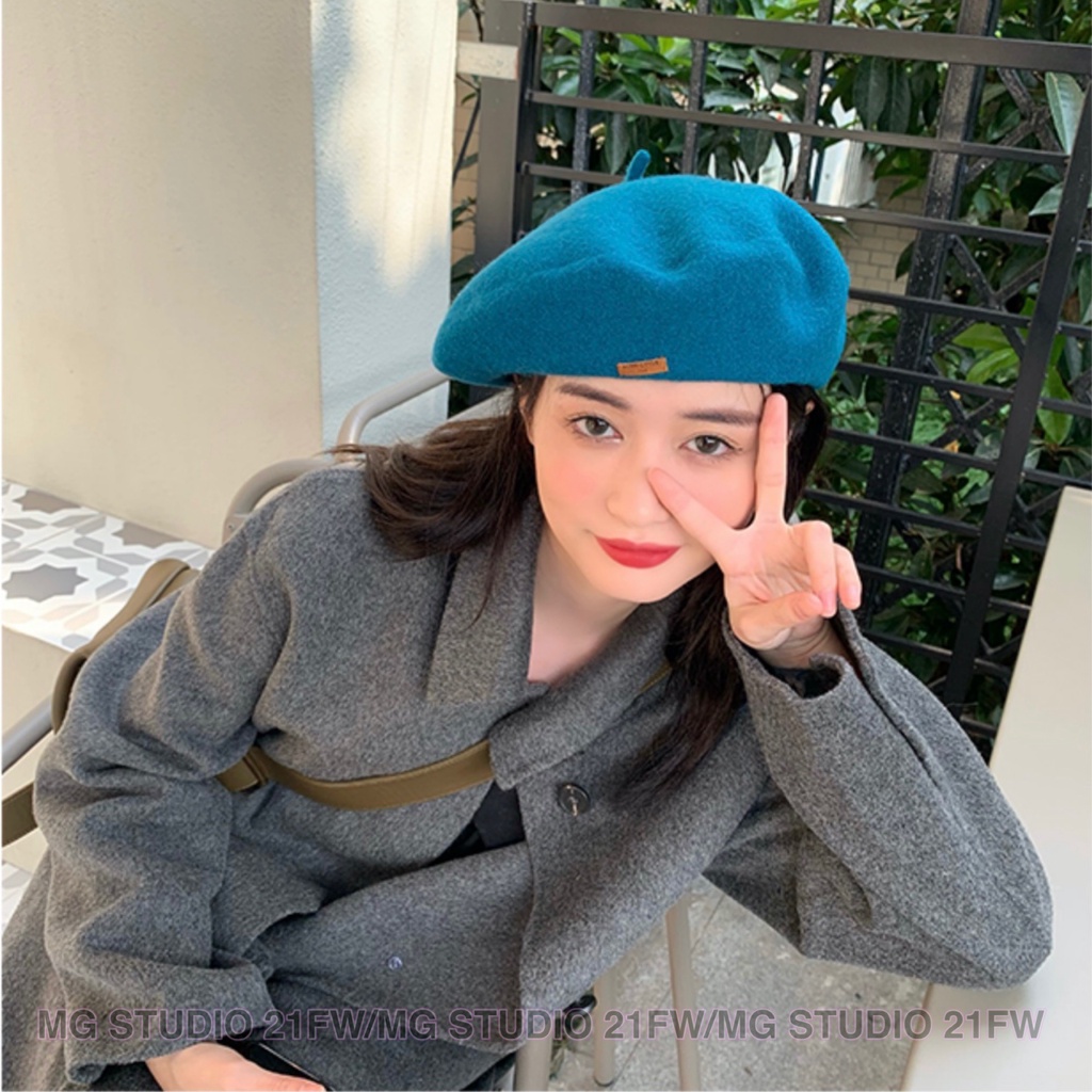 Mũ beret MG Studio vải len phong cách retro 1988 với 10 màu bắt mắt