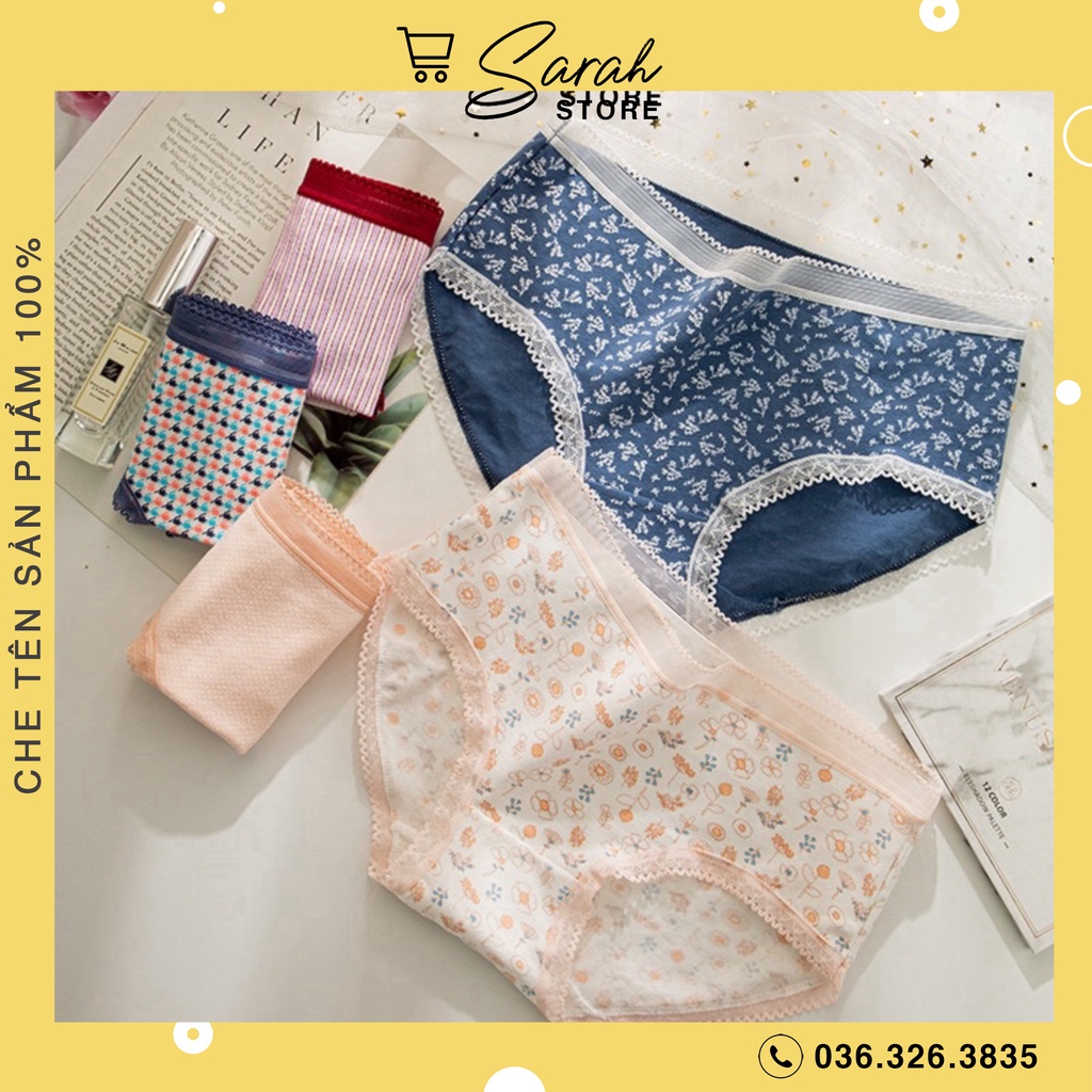Quần Lót Nữ Quần lót Nữ Cotton Cao Cấp Mềm Mịn Viền Ren Phối Họa Tiết Nổi Bật 0742