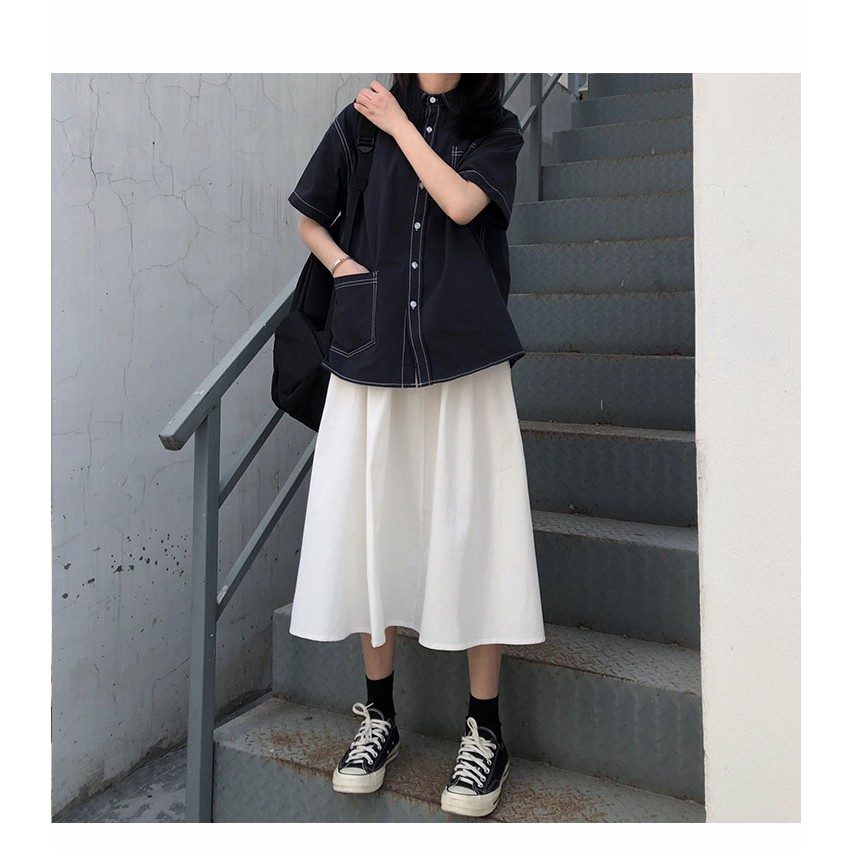 Chân Váy Xòe Kaki - Váy Nữ Ulzzang Cạp Chun Co Dãn 2 Màu CV03 | BigBuy360 - bigbuy360.vn