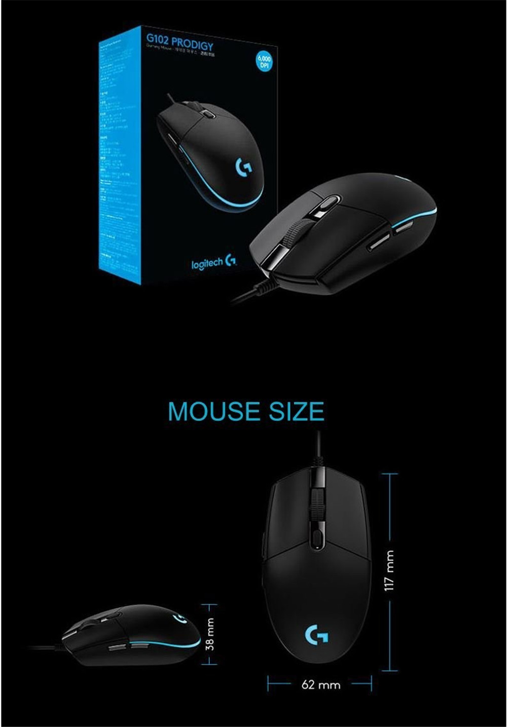 Chuột chơi game có dây Logitech G102 8000DPI