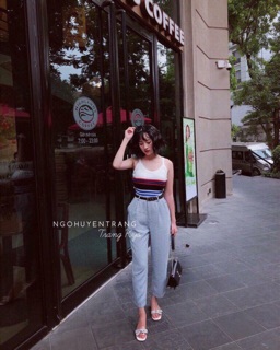 Áo ba lỗ kẻ ngang len gân (KÈM ẢNH THẬT) (HÀNG ĐẸP)