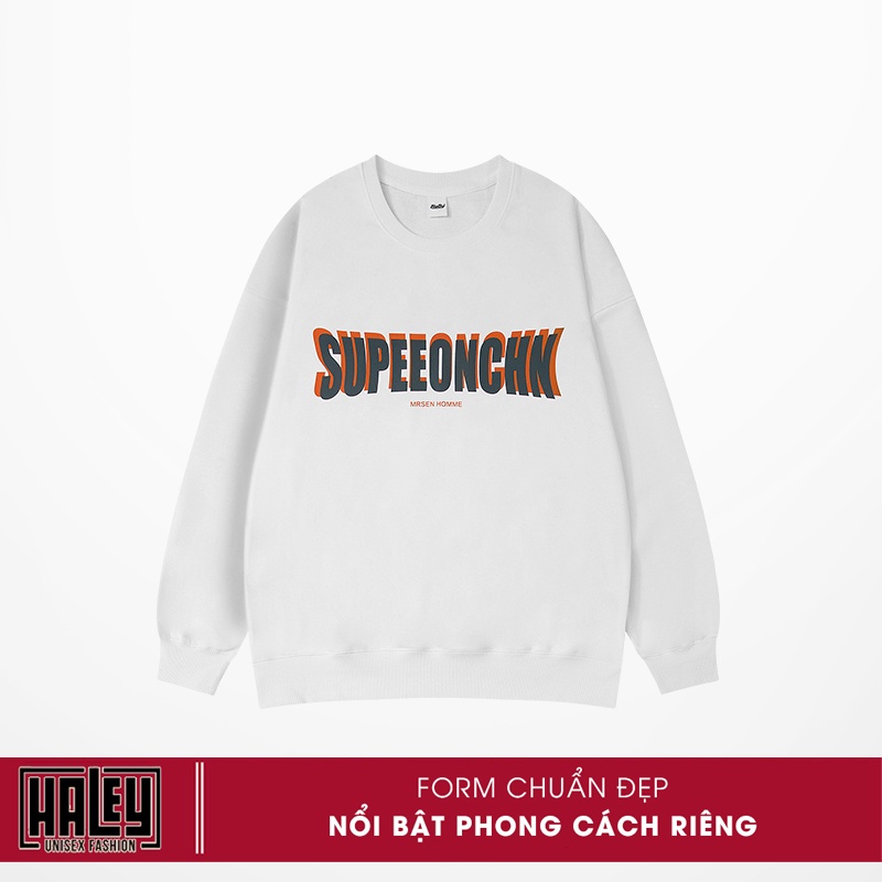 Áo Sweater SUPEGON Nam Nữ unisex phong cách Hàn Quốc cá tính, Chất nỉ bồng đẹp HALEY HD340
