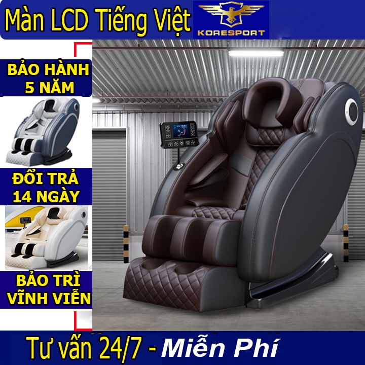 Ghế matxa KoreSport có nhiệt hông ngoại màn LCD tiêng việt, Ghế massage toàn thân bảo hành 5 năm tận nơi