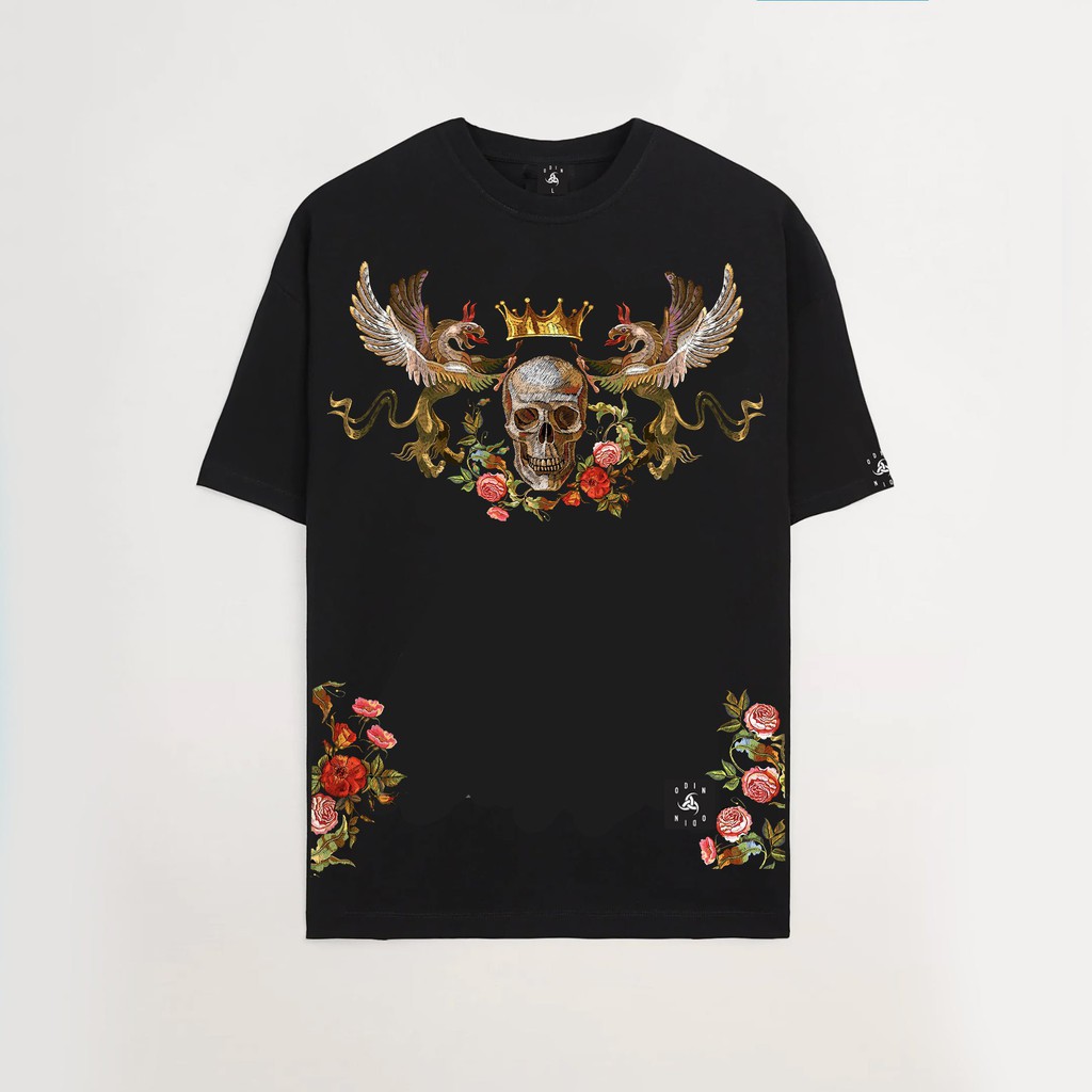 Áo thun in hình đầu lâu Floral Skull, áo phông T shirt ngắn tay nam nữ unisex, Odin Clothing