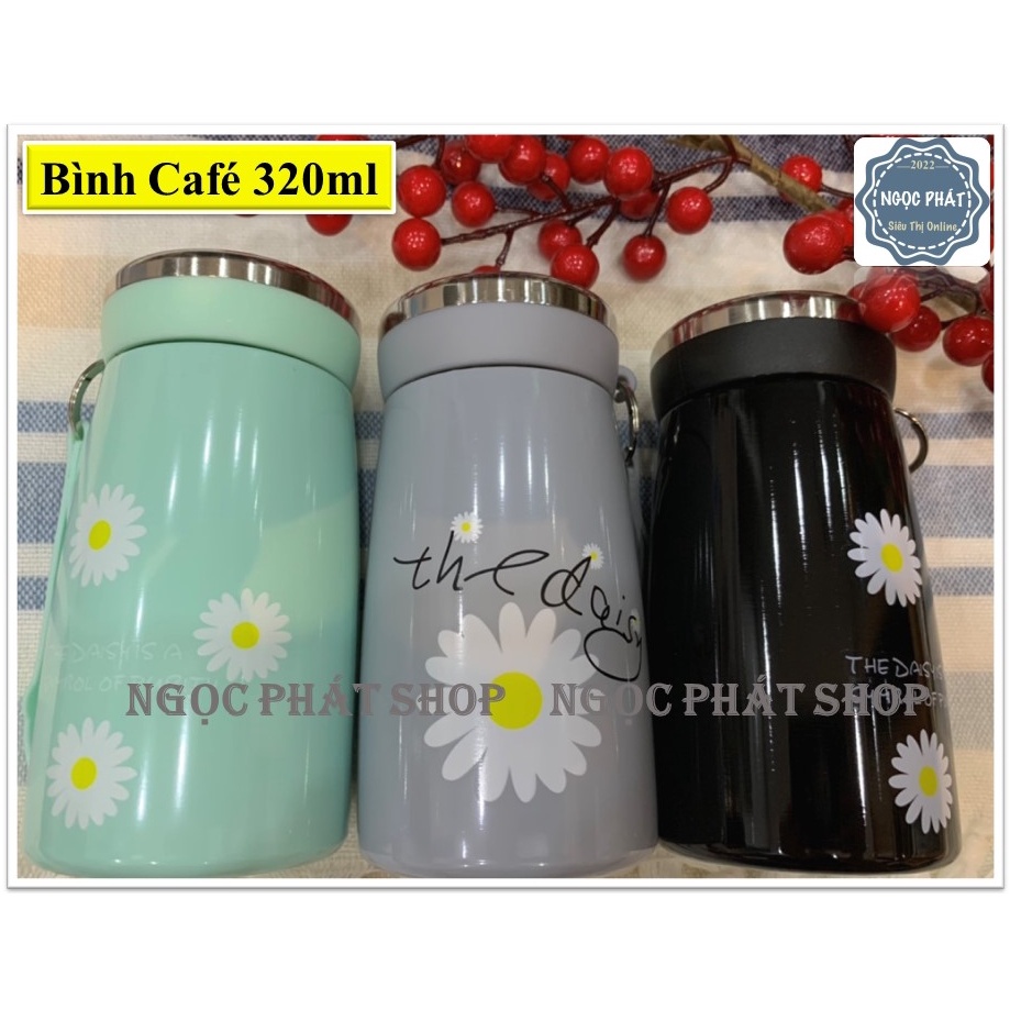 [Sang, xịn, mịn] Bình giữ nhiệt, bình coffee Inox 2 lớp SUS316 dung tích 320ml [Nắp gương soi]
