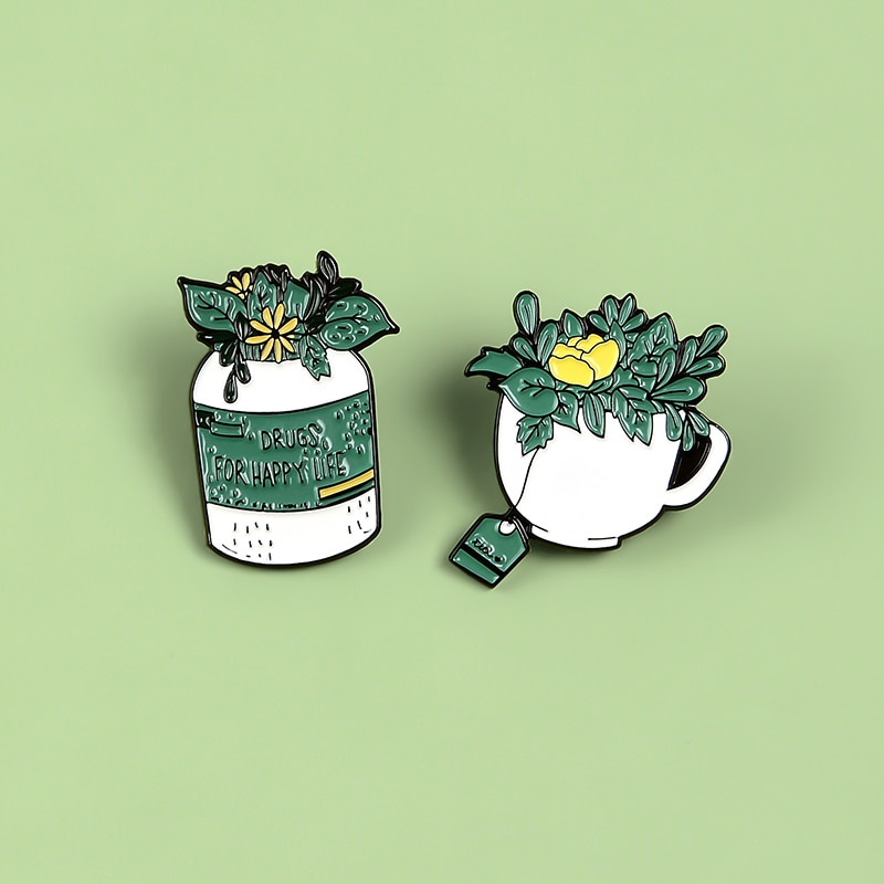 Huy hiệu cài áo làm từ hợp kim kẽm chủ đề cây lá độc đáo