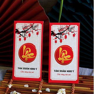 Bao Lì Xì Tân Xuân Như Ý - Chữ Lộc (Bộ 10 Cái)