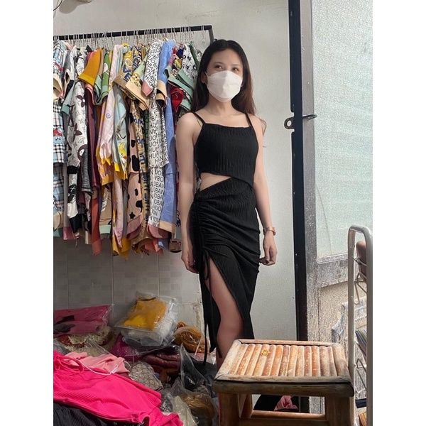 Đầm Body Rút Dây Hở Eo Hở Lưng Sexy