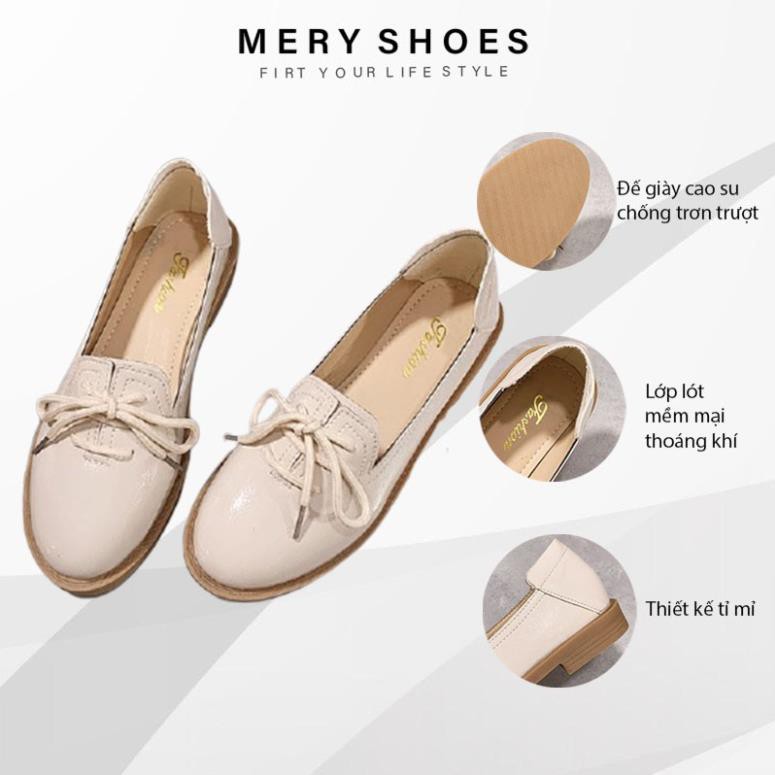 Giày Lười Nữ Da Buộc Dây Cá Tính Đế 2cm Mẫu Mới Hot - MRS576