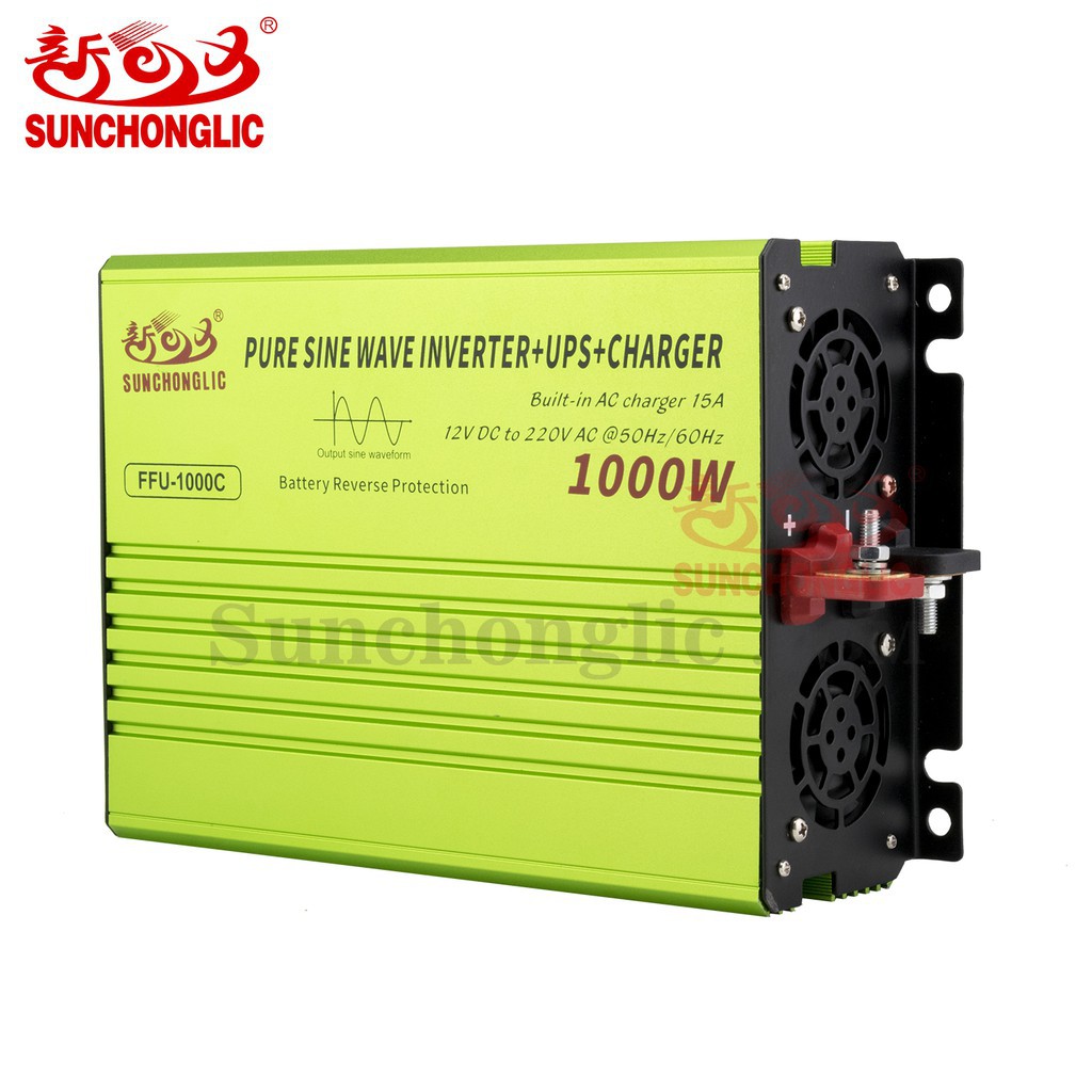 Bộ đổi điện 2N1 12V 1000W Sạc lưới 15A Và UPS FFU-1000C Hàng Chất Lượng SINE CHUẨN