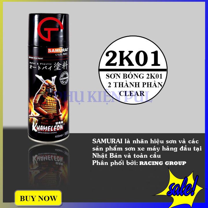 Sơn xịt phủ bóng Samurai chính hãng 2K01