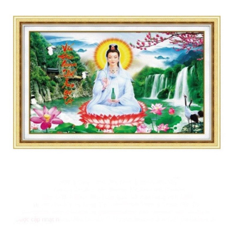 Tranh thêu phật bà quan âm KT:59x40cm,tranh chưa thêu.Tặng kéo và xỏ chỉ.