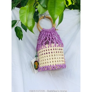 Túi Mây Trụ Tròn Quai Đan Phối Đan Dây Macrame Phong Cách Vintage Boho - Sang Trọng Và Tinh Tế/ Phụ Kiện Chụp Hình