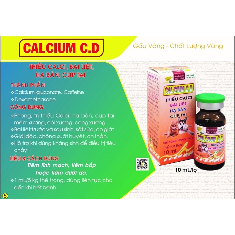 CALCIUM C.D  dùng cho chó mèo Hạ bàn, cụp tai