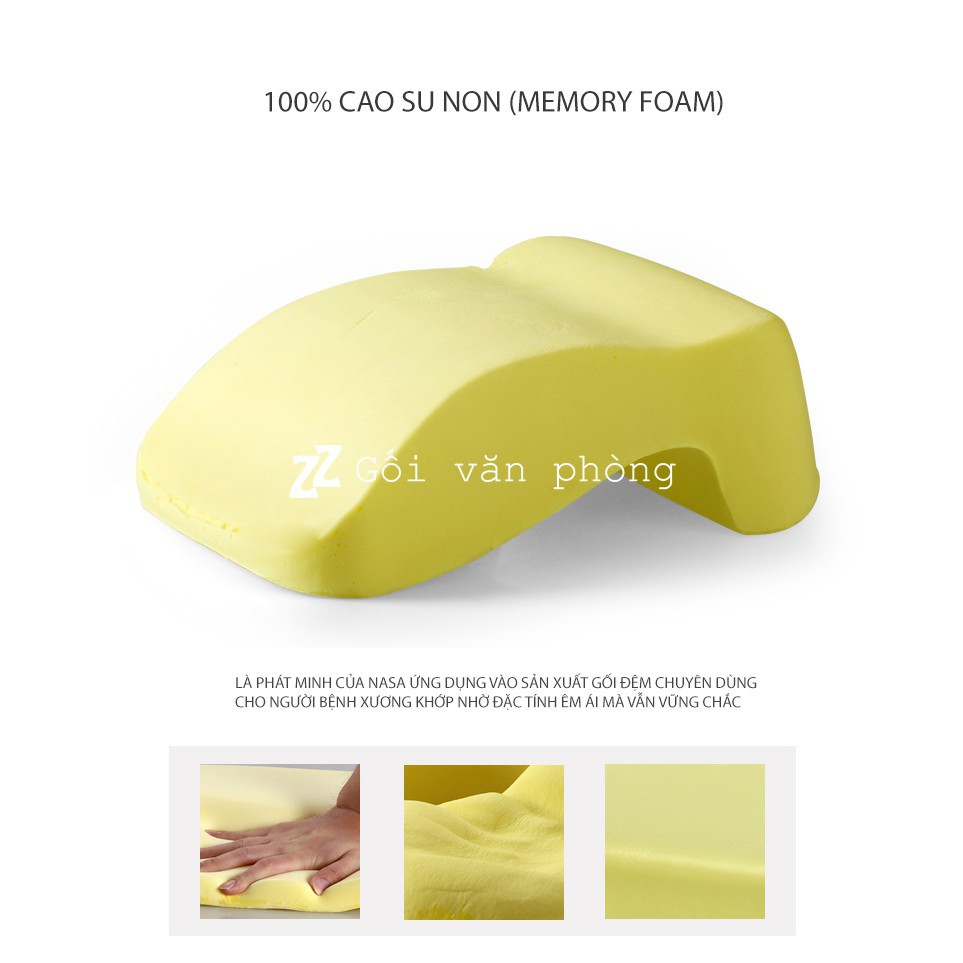 Gối Ngủ Trưa Ngồi Văn Phòng Cao Su Non, Hỗ Trợ Ngủ Gục Trên Bàn ZURI PILLOW GNN-01