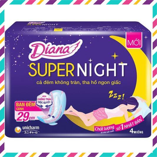 Băng Vệ Sinh Diana Super Night 35cm (3 miếng) /29cm (4 miếng) Có Cánh Ban Đêm