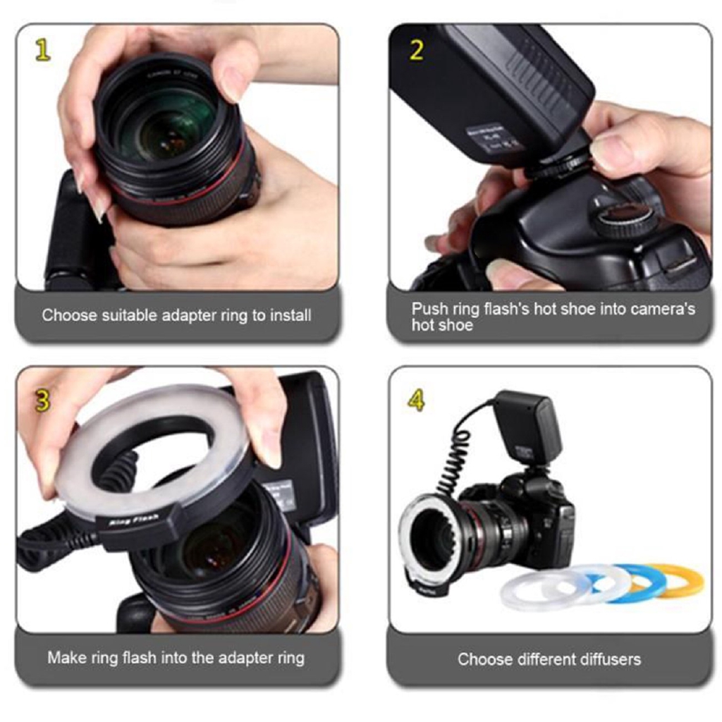 A Macro LED Ring Flash Light For Canon For Nikon For Panasonic For Pentax Camera