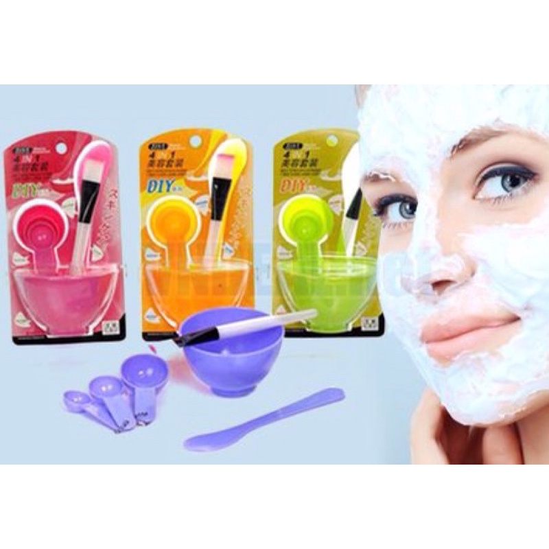 Bộ bát trộn đắp mặt nạ, dụng cụ trộn mặt nạ - Bộ bát trộn mỹ phẩm 6 chi tiết
