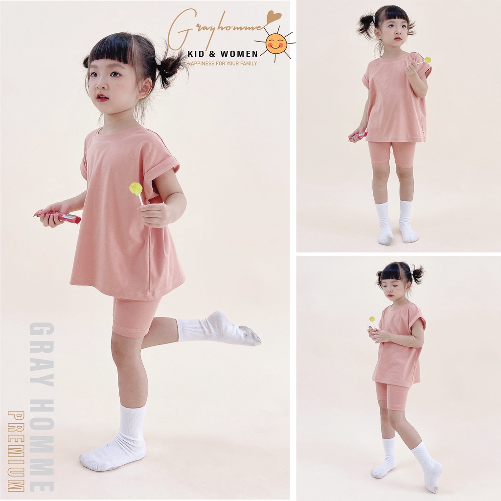 Quần Legging Đùi Bé Gái Mùa Hè Kháng Khuẩn GRAYHOMME vân rib siêu co giãn, cử động thoải mái LEGING001