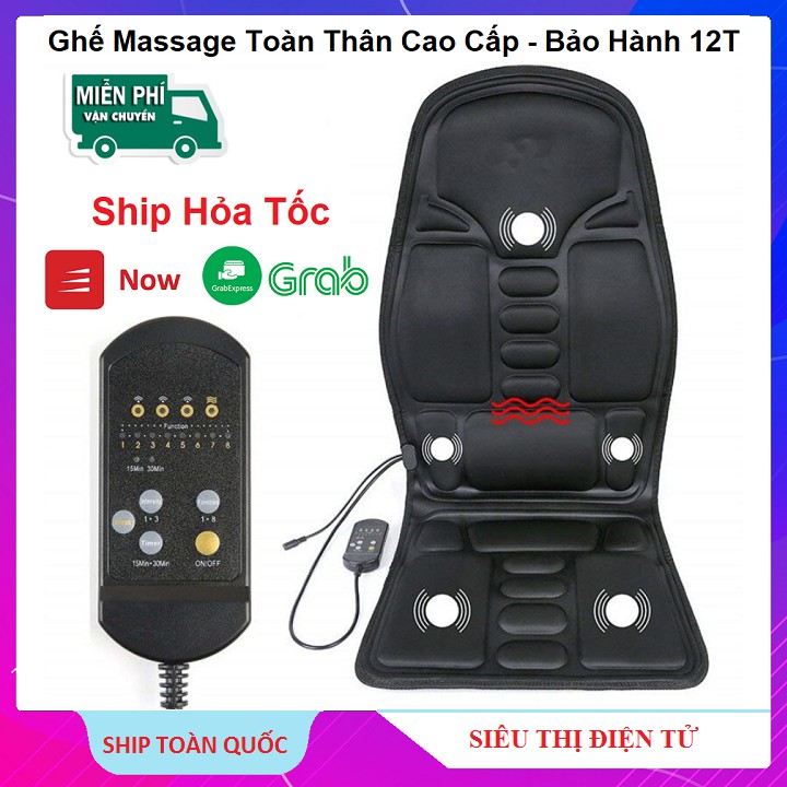 Ghế Massage Toàn Thân, Lót Ghế Massage Dùng Trên Ôtô, Văn Phòng, Tại Nhà, Hàng Nhập Khẩu Bảo Hành 12T