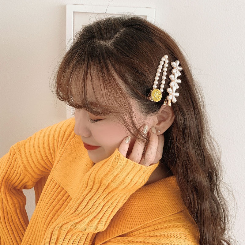 Kẹp tóc kim loại đính ngọc trai nhân tạo thanh lịch cho nữ