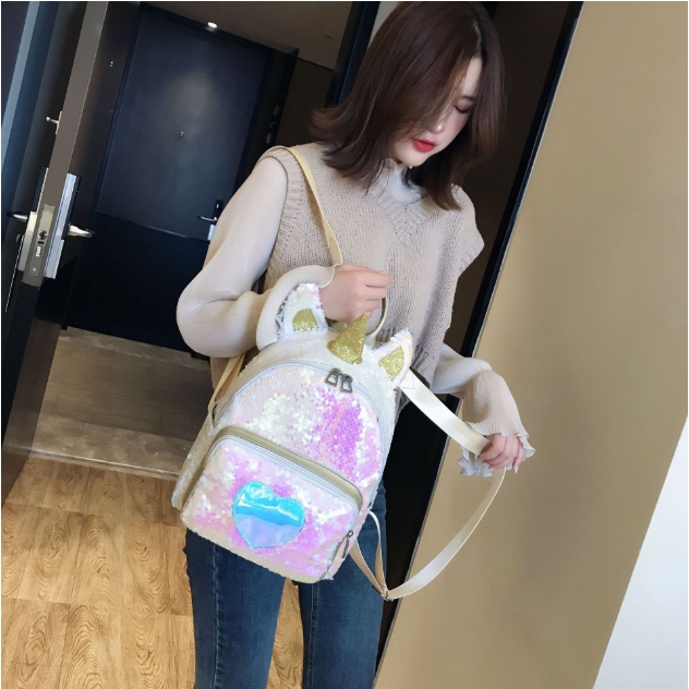 Glitter Gold silver Sequin Unicorn Backpack