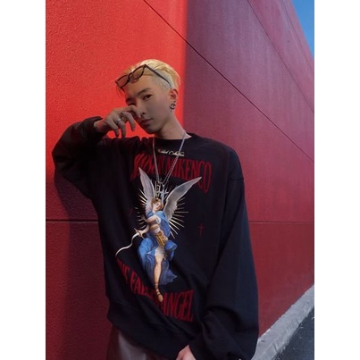 Áo Thun Nam Dài Tay , Áo Nỉ Nam Chất Vải Nỉ Cotton Dày Thời Trang Nam Hàn Quốc In Hình Thiên Thần .mã Thienthan