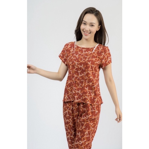 BỘ MẶC NHÀ WONNER 22061 ÁO CỘC TAY QUẦN NGỐ CHẤT LANH