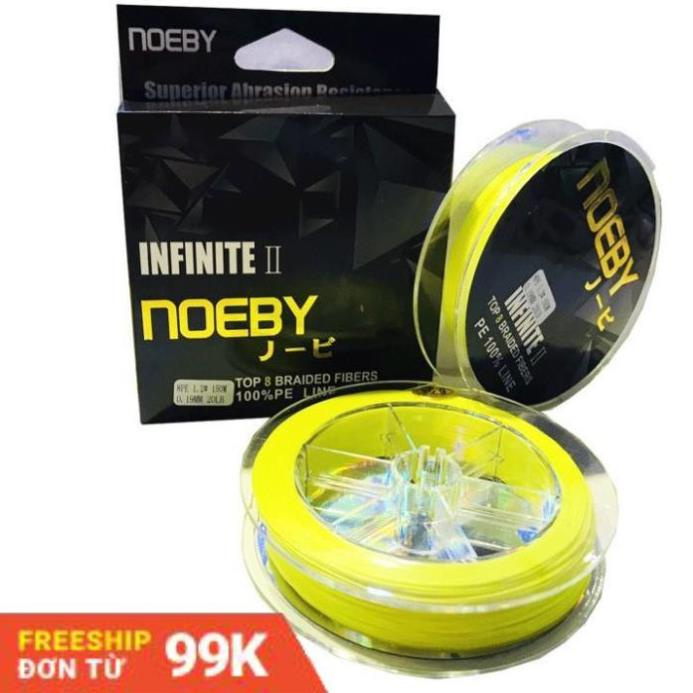 Dây dù câu cá PE Noeby Infinite II màu vàng 150m, siêu mịn công nghệ Nhật Bản, Dây PE chìm lửng câu cá lóc,cá chẽm...