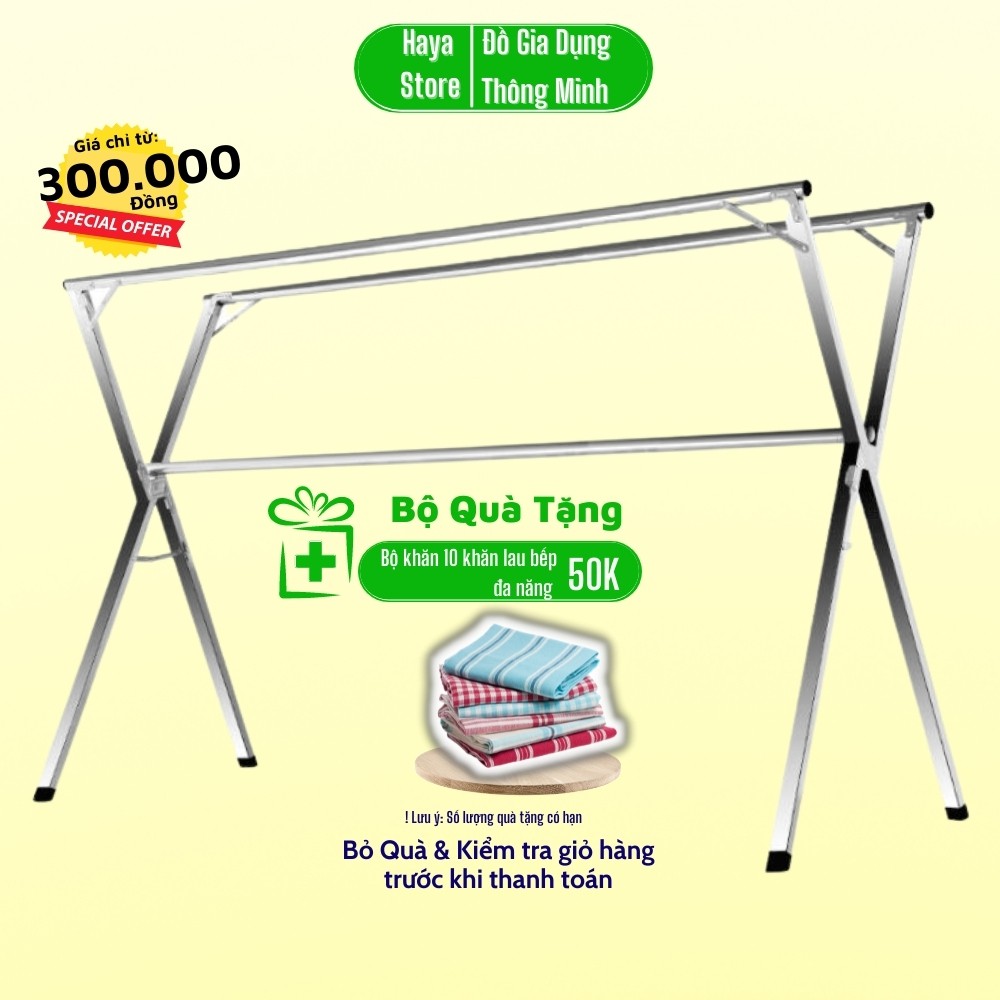 Giá Phơi Quần ÁoThông Minh Gấp Gọn, Giá Phơi Đồ Trong Nhà, Ban Công,  Bằng Inox GP02