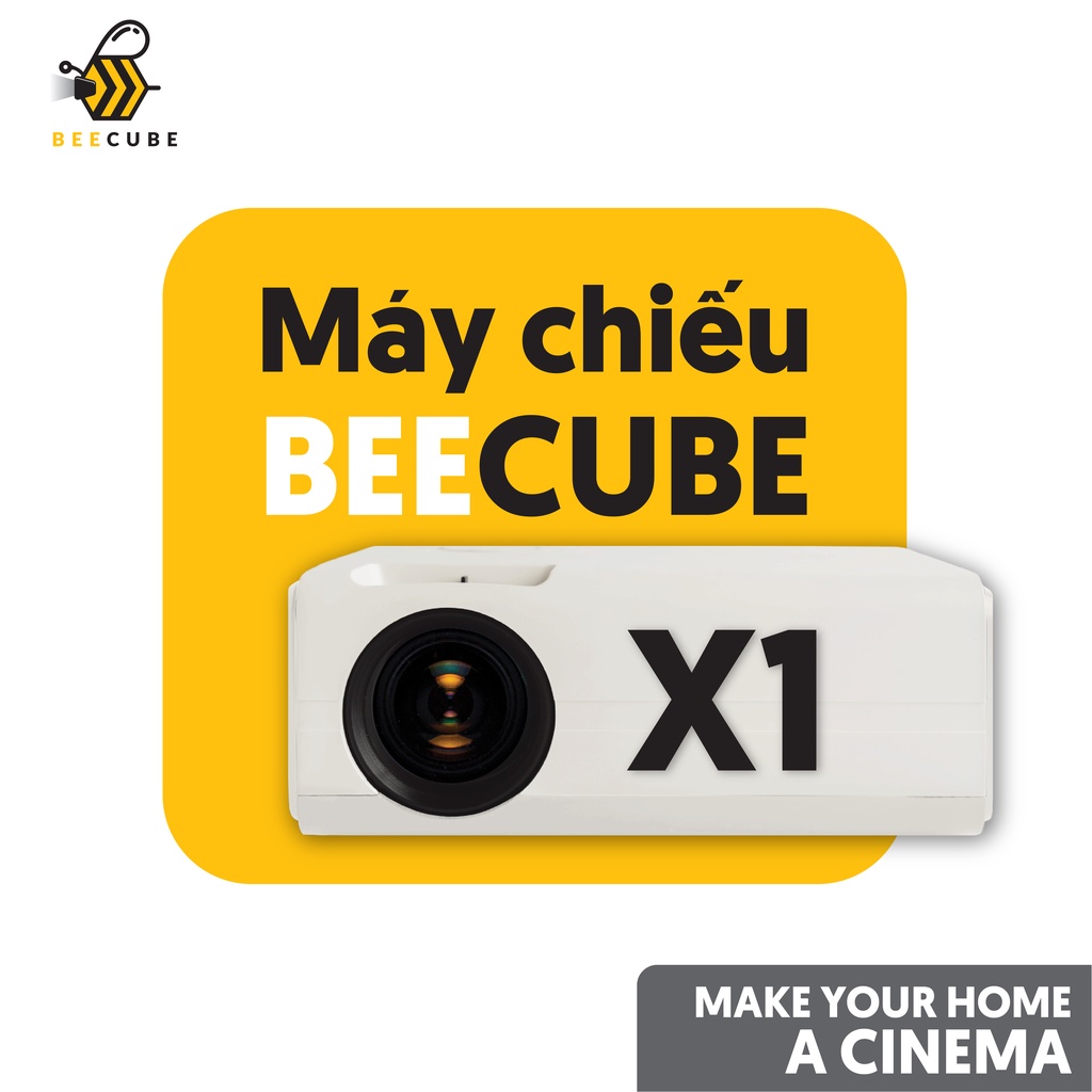 Máy Chiếu Mini Beecube X1 THỰC TẾ HD 720P - Máy Chiếu Mini ANDROID 9.0 Gia Đình Tích Hợp Wifi - Bluetooth -TẶNG KÈM HDMI