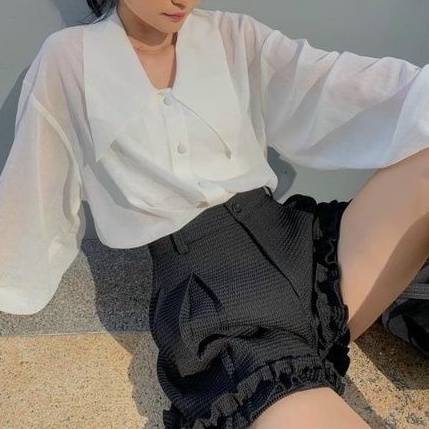 Quần Xốp nhún lai bèo Cạp Cao Xòe Siêu Hot