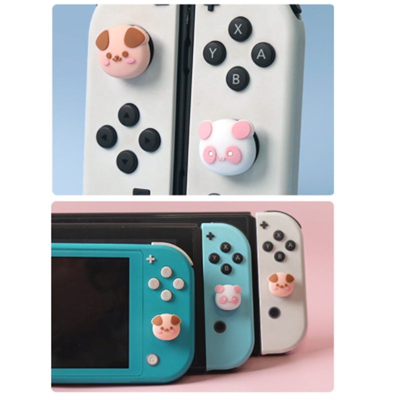 Bộ 4 Nút Bọc Cần Điều Khiển Tay Cầm Chơi Game NS Switch / Lite Hình Mèo / Gấu Trúc Dễ Thương