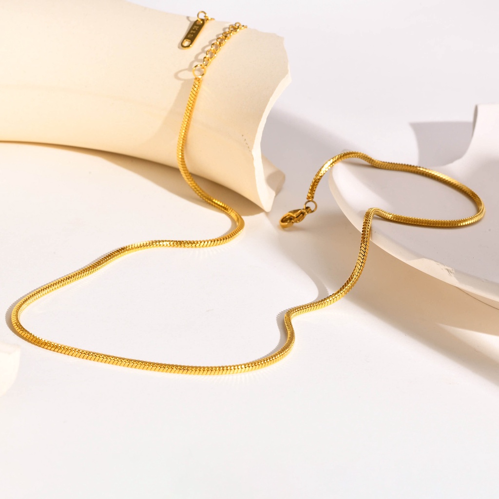 Vnox Bộ Vòng Tay / Vòng cổ Dạng Chuỗi Rắn Tròn 20 Inches 18k Thời Trang Cho Nữ