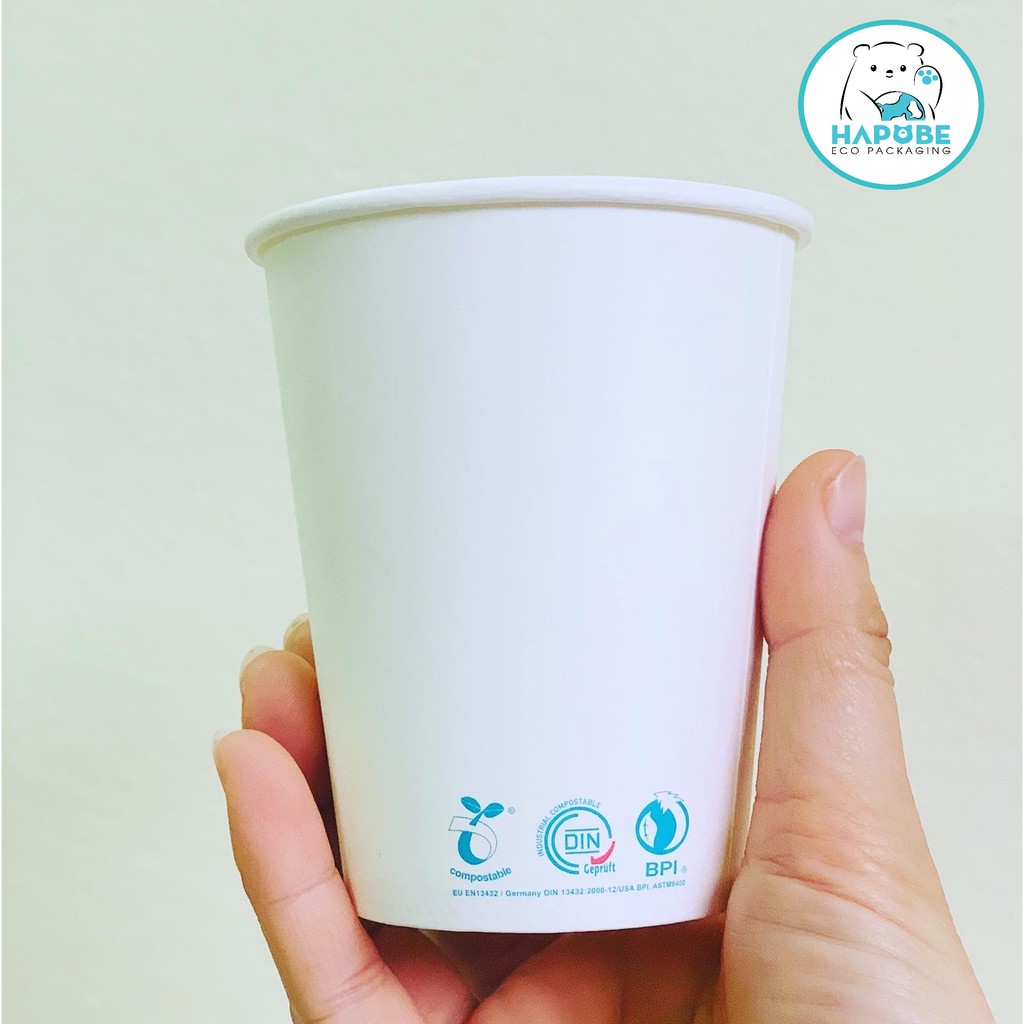 100 cốc giấy 8oz phân hủy sinh học dùng với đồ nóng